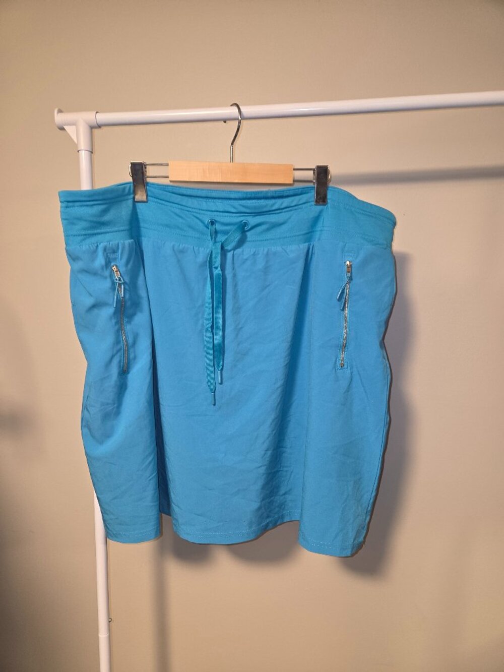 acx Active 2X Blue Athletic Shorts – Stretchy, Zip Pockets, Drawstring Waist